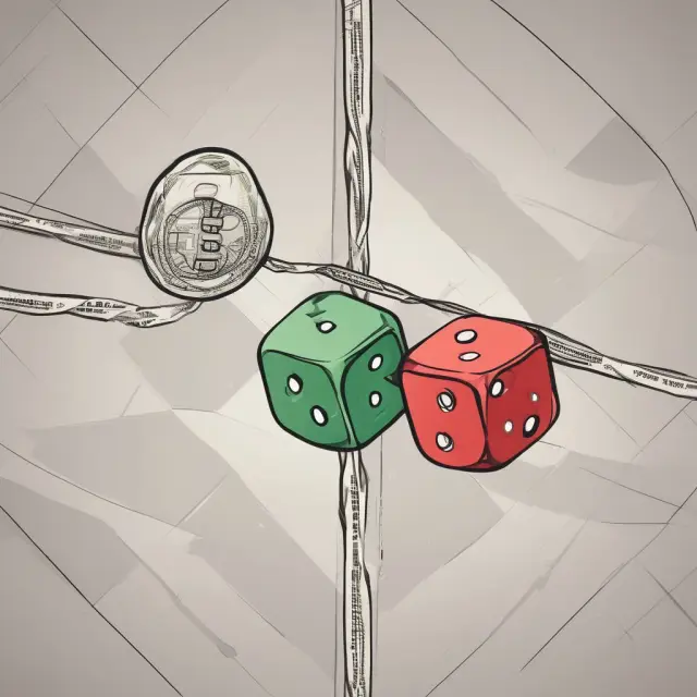 A dice with two sides labeled 