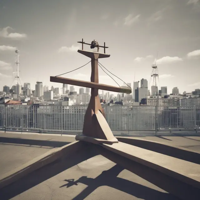 A seesaw with a balanced weight representing a hybrid adjustable-rate mortgage, symbolizing the initial fixed rate period and subsequent adjustable rate periods