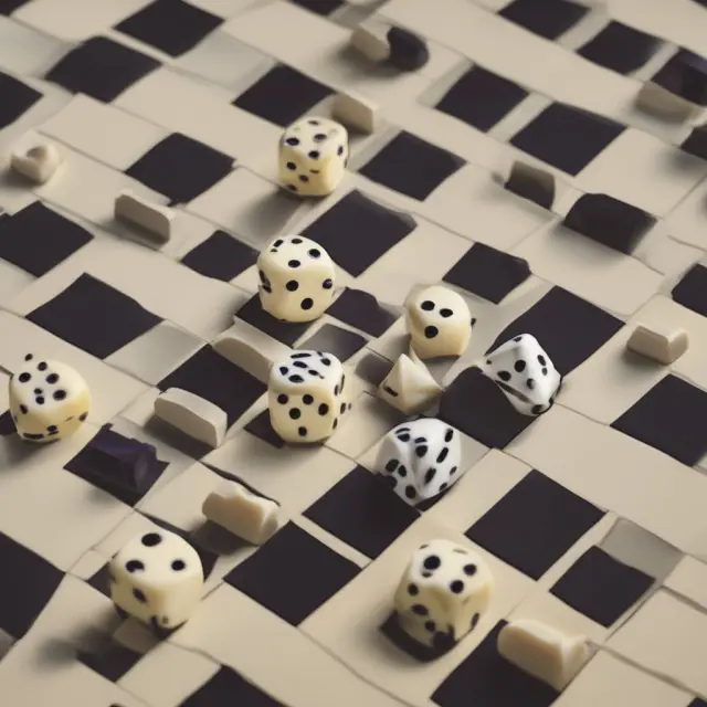 Two dice representing hybrid ARM and fixed-rate mortgage rolling on a chessboard, symbolizing the comparison between their benefits for institutional investors