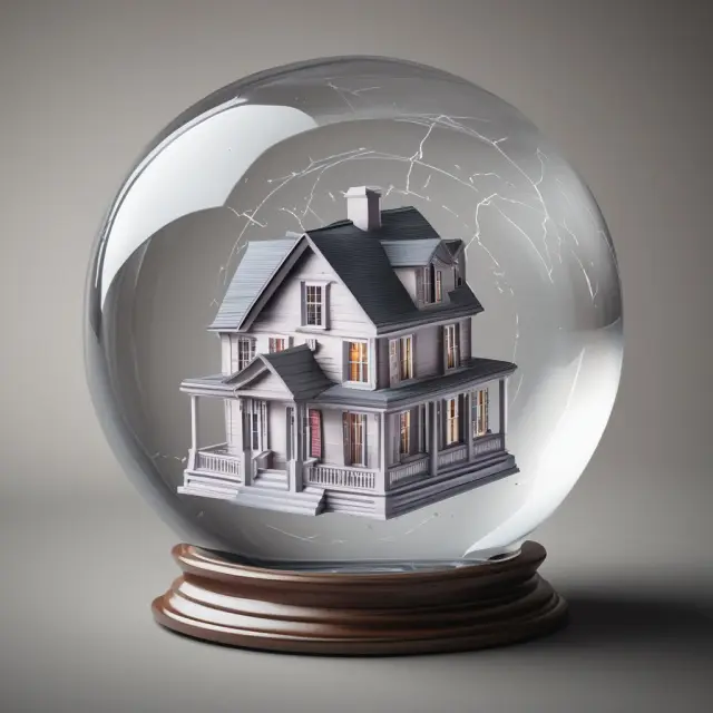 Crystal ball displaying a hybrid mortgage graph representing future market predictions
