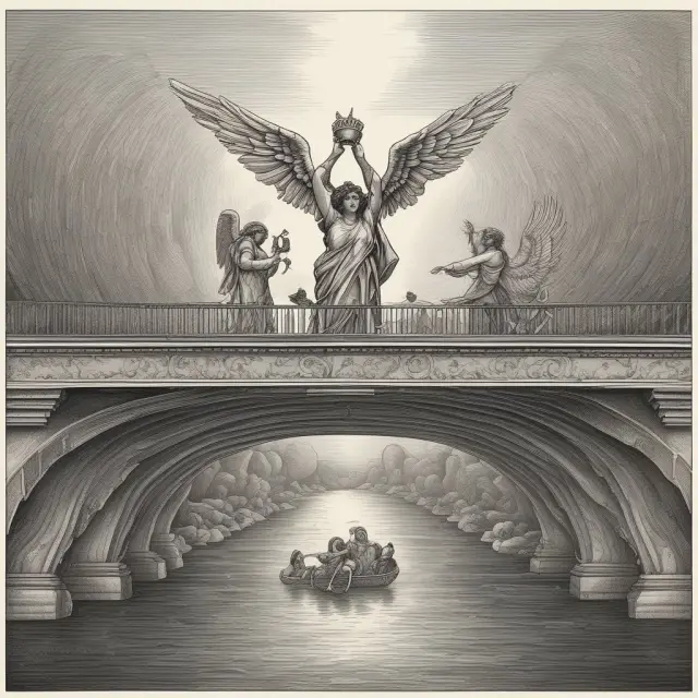 Angels holding a hybrid security (convertible bond) and stocks, symbolizing the unique blend of debt and equity features