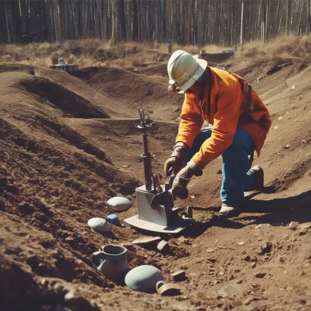 Geologist utilizing drilling tools, mining equipment, and hydraulic fracturing technology to extract hydrocarbons from the Earth.