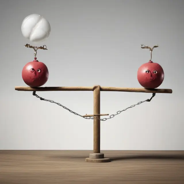 Seesaw representing deflation and hyperdeflation, distinguishing general price decrease from extreme rapid decline