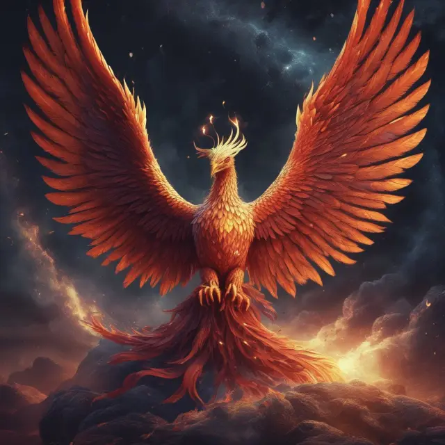 Image of a phoenix rising from ashes with the Hyperledger Fabric logo in the background, representing Hyperledger Composer