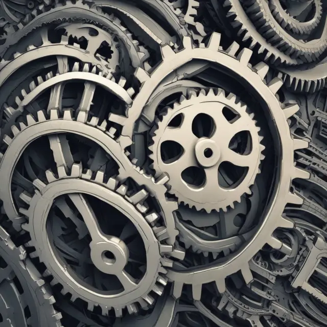Two interconnected gears symbolizing the segregation of Hyperledger Sawtooth
