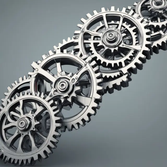 A bridge made of interconnected gears representing Hyperledger Sawtooth