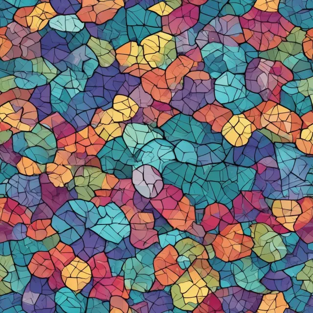 An intricate mosaic of various blockchain project puzzles forming a unified, interoperable ecosystem