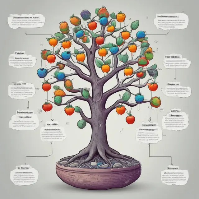 An image showcasing a business tree laden with fruits representing various Hyperledger projects, indicating the benefits of their interconnected integration for businesses.