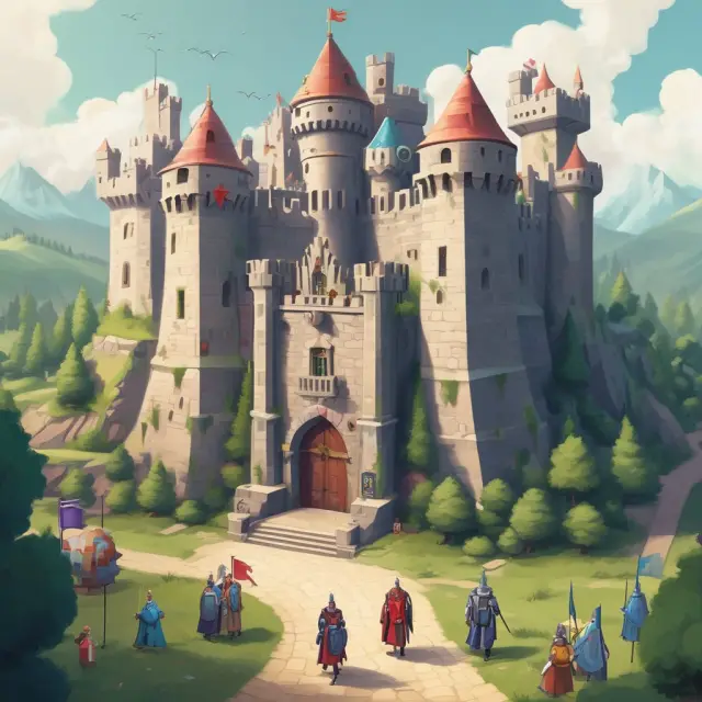 Fortress with knights ensuring security and managing digital identities in a permissioned blockchain network.