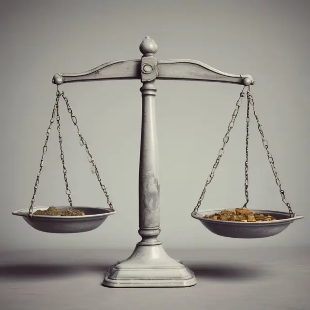 A precarious scale balancing control and loss, with a borrower clutching the 