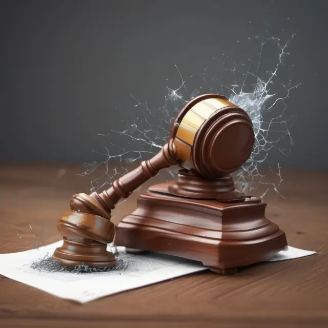 Gavel breaking apart a mortgage or car title as a metaphor for the foreclosure process