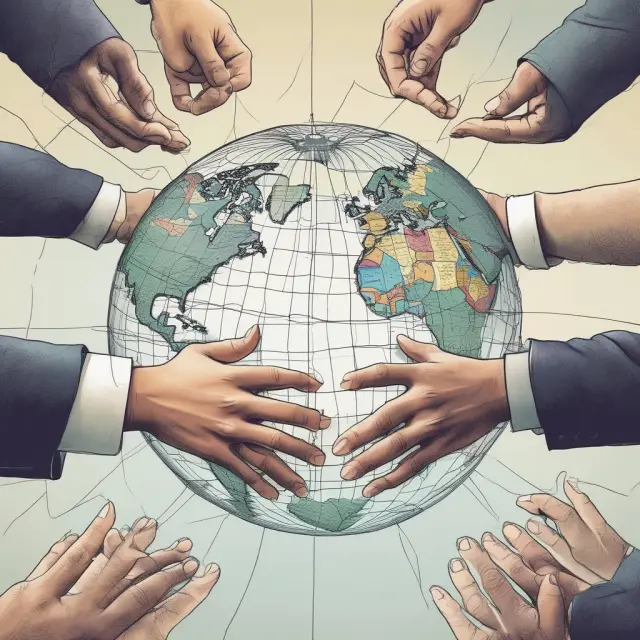 Two stylized hands representing US GAAP and IFRS coming together in a gesture of convergence, surrounded by the flags of major capital markets.