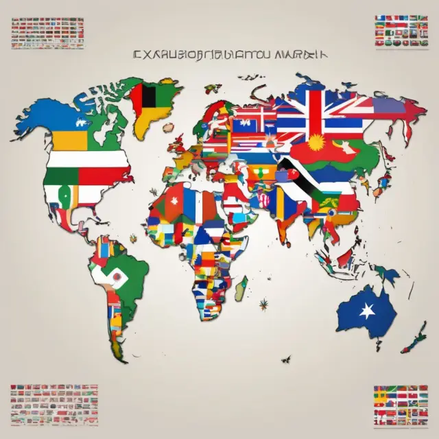World map marked with flag icons representing countries using the International Bank Account Number (IBAN) system