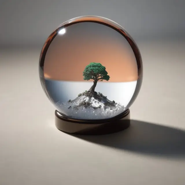 A clear crystal ball filled with floating financial reports and analyst estimates, symbolizing the Institutional Brokers