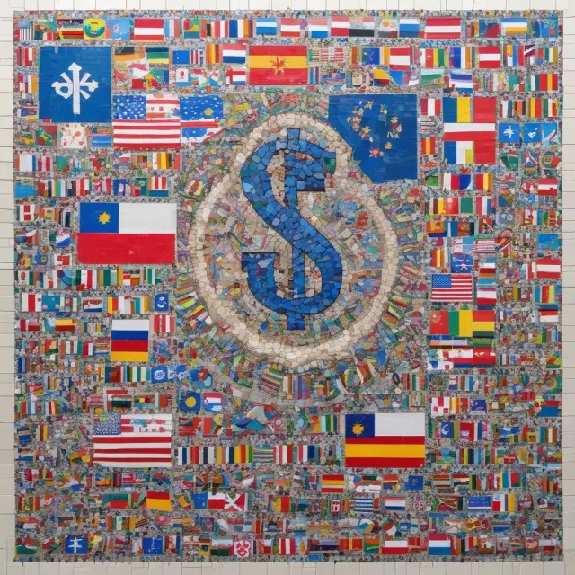 International flags intertwining to form a dollar sign, representing IBFs