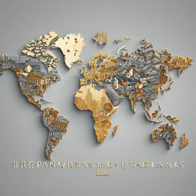 A five-pointed star with each point representing commercial, Edge Act, foreign, savings & loan, and mutual banks. Each branch extends towards global markets symbolizing IBF services.