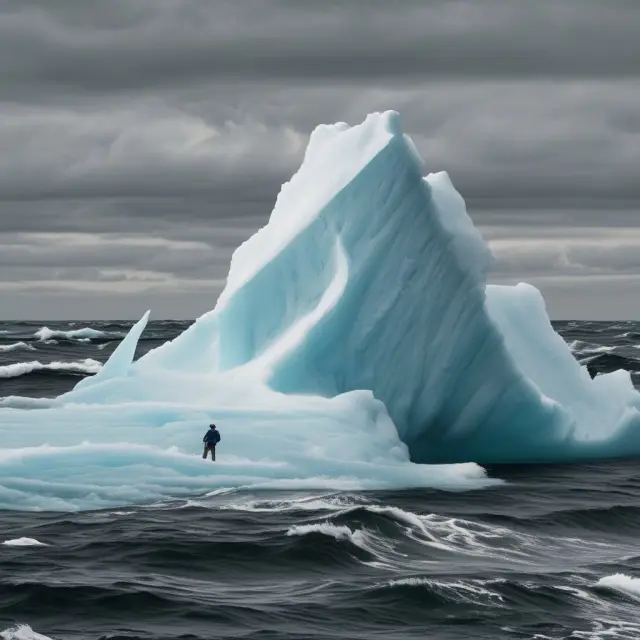 Iceberg with hidden risks and challenges emerges from market waves. Illustrates the potential downsides of employing iceberg orders.