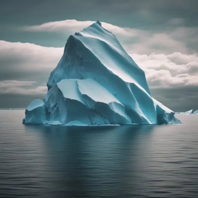 Iceberg with visible tips representing small limit orders and a large hidden part for hidden iceberg orders