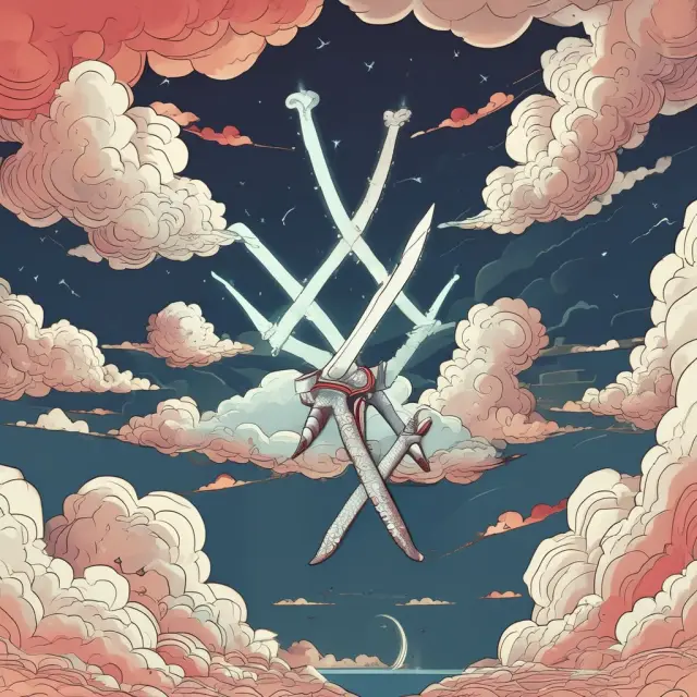 Two swords clash in the sky, symbolizing the comparison between Ichimoku Cloud and other popular technical indicators