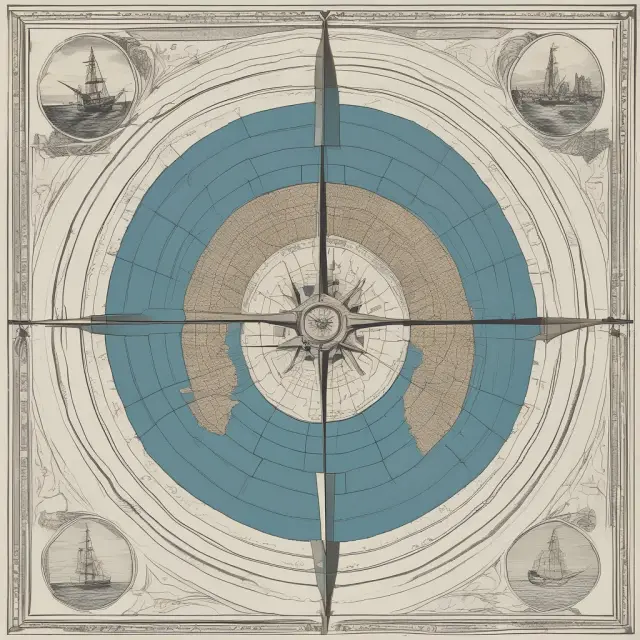 A compass symbolizing the Inter-American Development Bank (IDB) with 48 member countries forming the compass needle
