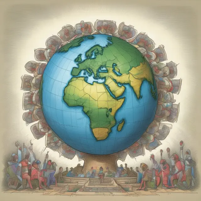An institutional investor and the Inter-American Development Bank joining hands around a world map, symbolizing their commitment to financial growth and regional development
