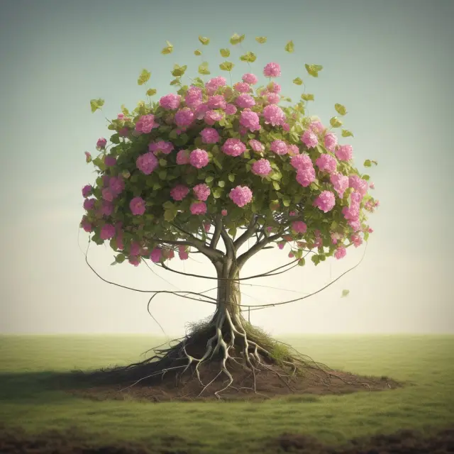 A flourishing garden with ideas represented as flowers growing between various obstacles symbolizing challenges in the finance industry