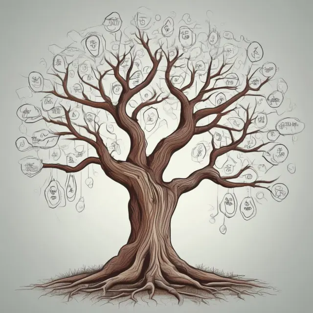 An idea tree bearing three branches: problem-solution, derivative, and symbiotic, representing various styles of ideation within finance.