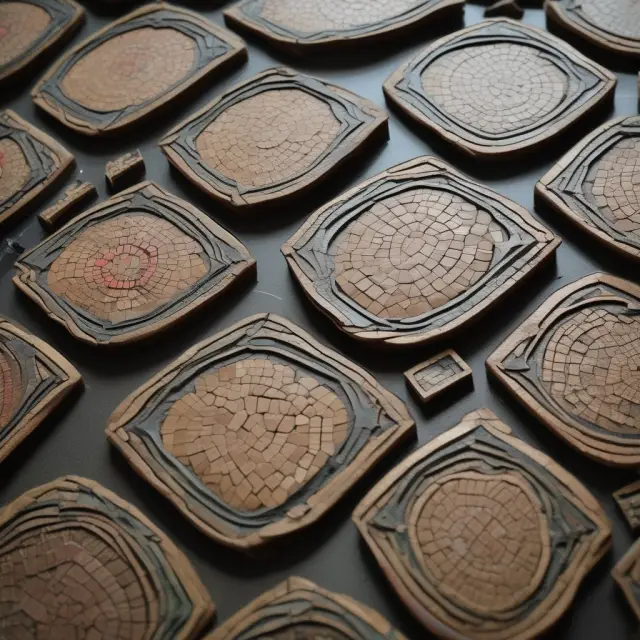 A mosaic of shields representing identity theft prevention, with each shield displaying a warning sign for common indicators