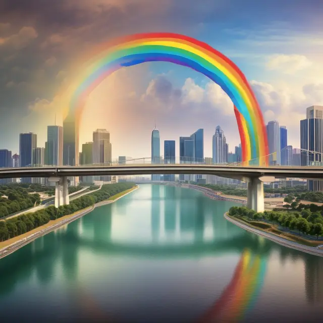 A vibrant rainbow bridge illustrates the connection between foreign companies and a diverse pool of international investors through IDRs.