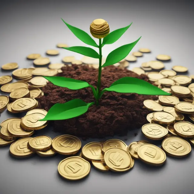 Manufacturing plant springing up from a golden seedling, representing financial benefits and growth through Industrial Revenue Bonds
