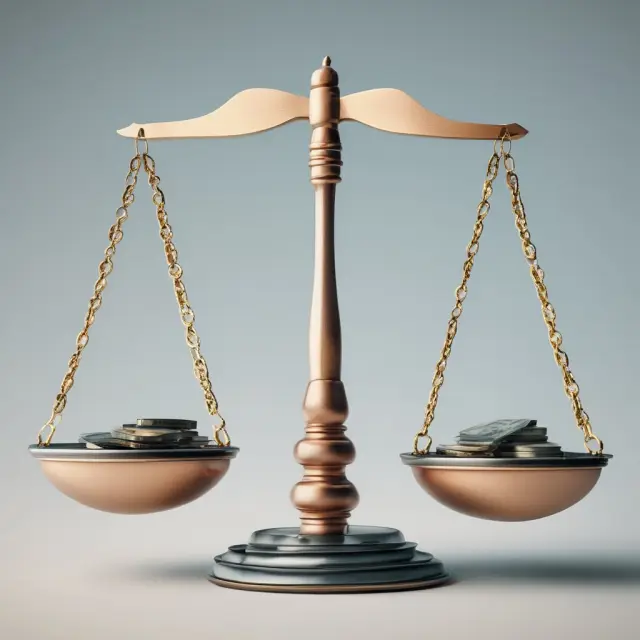 A pair of scales with advantages (golden coins) and limitations (red stones) tipping the balance for Income from Operations, symbolizing its impact on business profitability