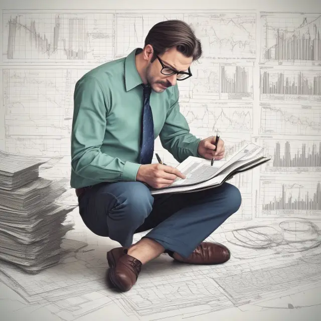 Institutional investor examining complex chart comparing income from operations and net income