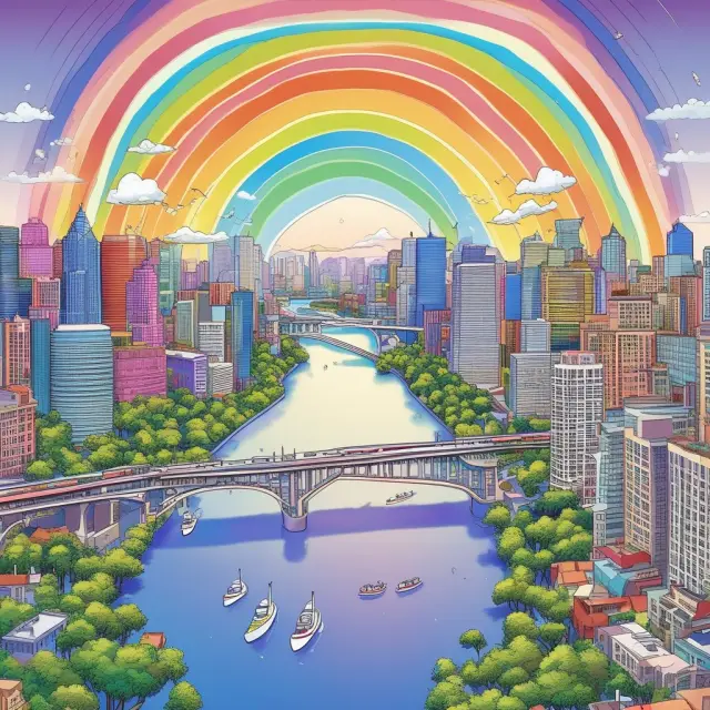 A colorful bridge links various business landscapes, representing the unifying impact of IFRS on global financial reporting