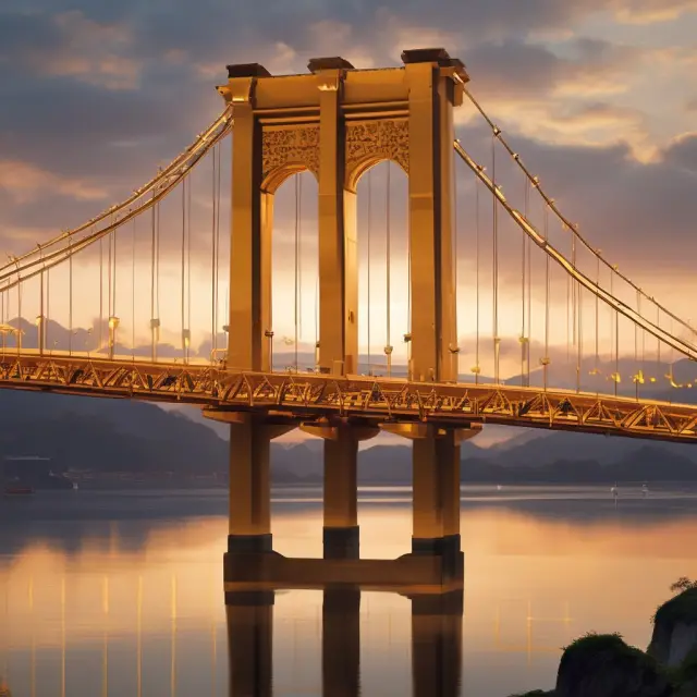 A golden bridge symbolizing a secure connection between international trade partners, with an ILOC acting as the foundation