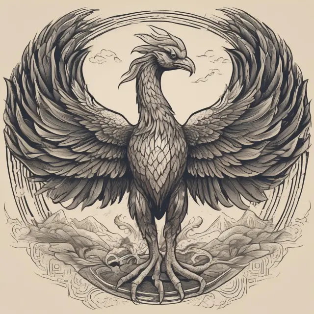 A mythical phoenix emerging from flames, representing the continuous transformation of the International Monetary Fund throughout history