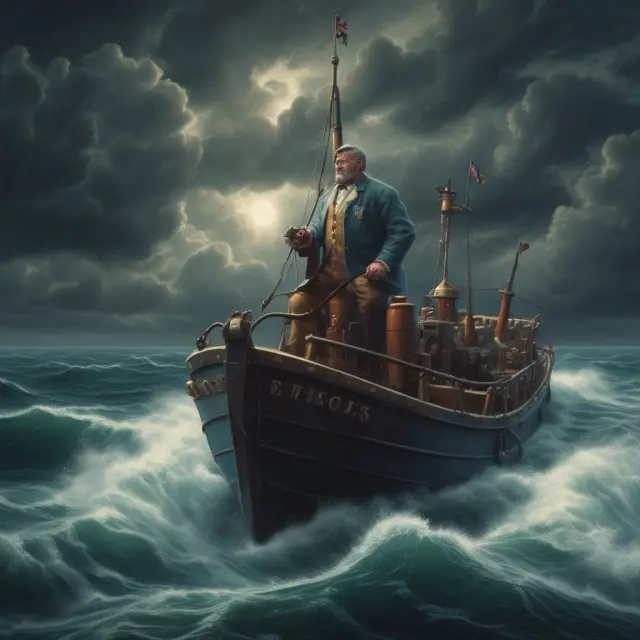 An investor steering through volatile markets on an IOC order boat, minimizing potential losses from slippage.