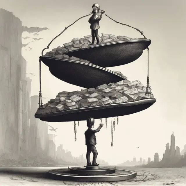 An investor carefully balancing IOC orders on a plate while navigating volatile stock prices, emphasizing risk management
