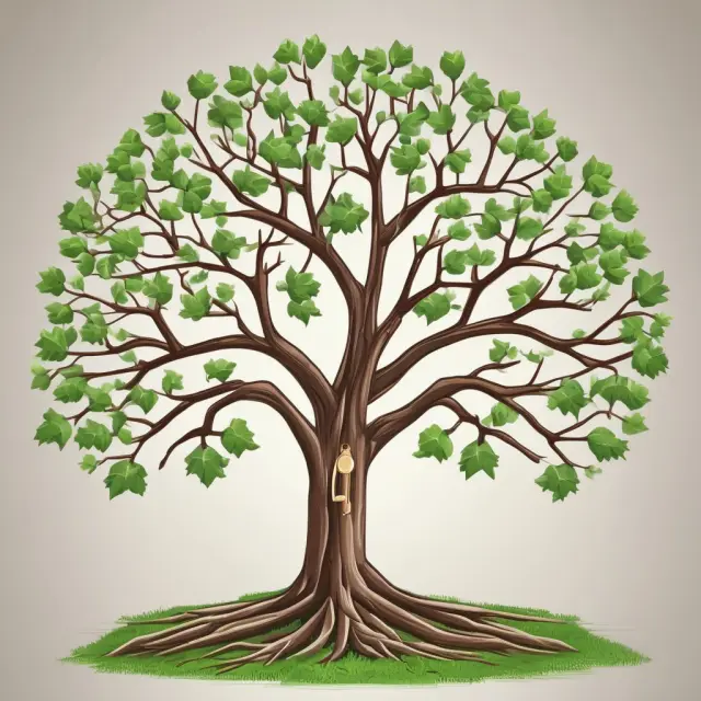 A sturdy tree symbolizing retirement income with branches extending for joint annuities, extended payments, cash refunds, and market-linked options