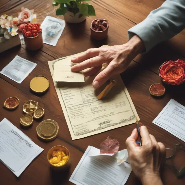 A golden hand holds various symbols representing retirement income options: a Social Security card, CD, mutual fund leaf, ETF flower, and reverse mortgage scroll.