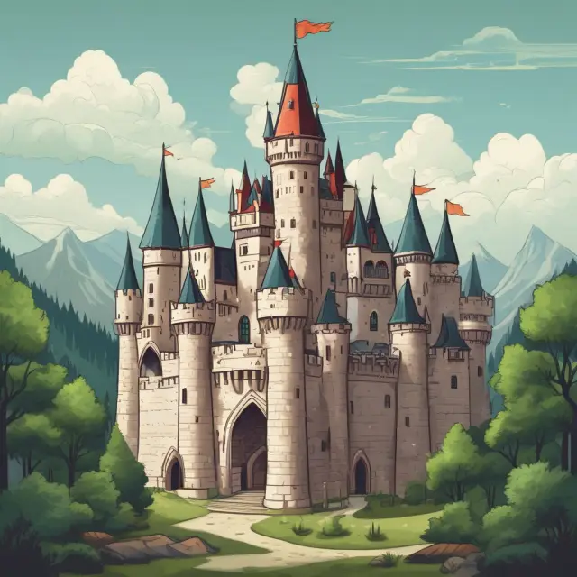 Protective castle symbolizing immunized investment portfolio, with assets and liabilities of matched durations