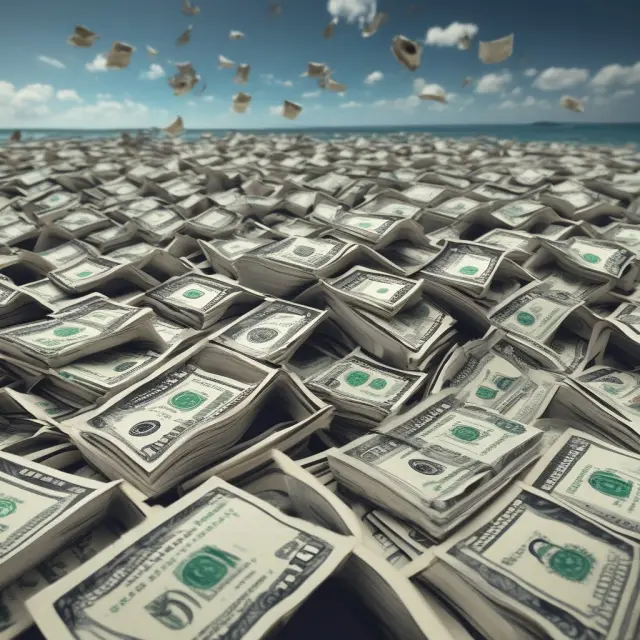 A pension fund immunizing against future obligations using a sea of bonds, illustrating cash flow matching (blue) and duration matching (green).