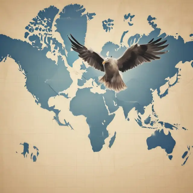 An impact bull and dove flying above a world map, representing the dual benefits of impact investing: financial rewards and positive societal change.
