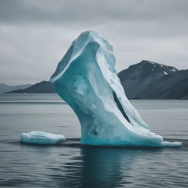 An image of an iceberg melting, as ESG metrics flow from the top to the base, representing impact investments creating social change