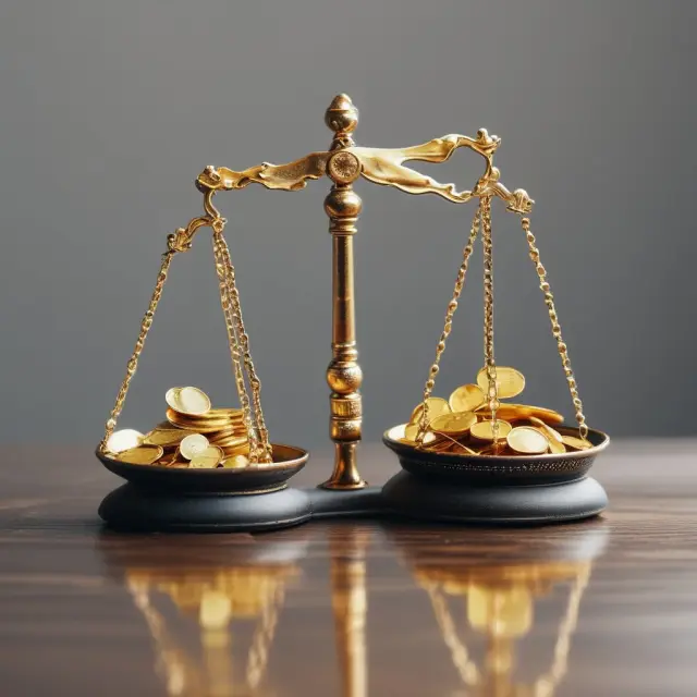 An image of two scales balancing gold coins: one scale tilts due to impairment while the other shows gradual depreciation