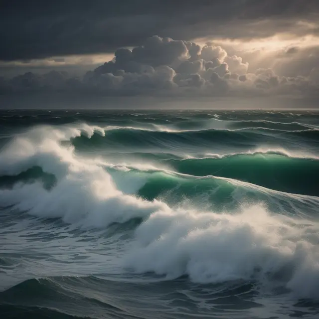 A sea with stormy waves representing asset impairments and assets at risk.