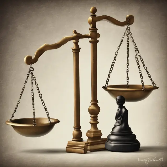 Justice scales tip over the U.S. Constitution, symbolizing Congress