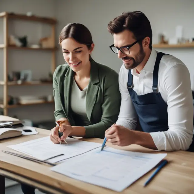Business owner instructing a new hire, symbolizing the internal sacrifices of time, energy, and opportunities (implicit costs).