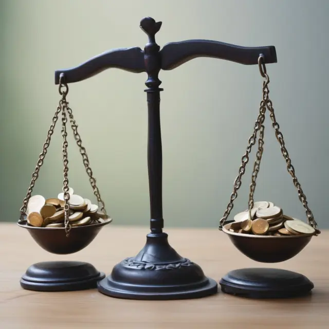 A set of scales with opportunity costs represented as weights balanced against potential business value
