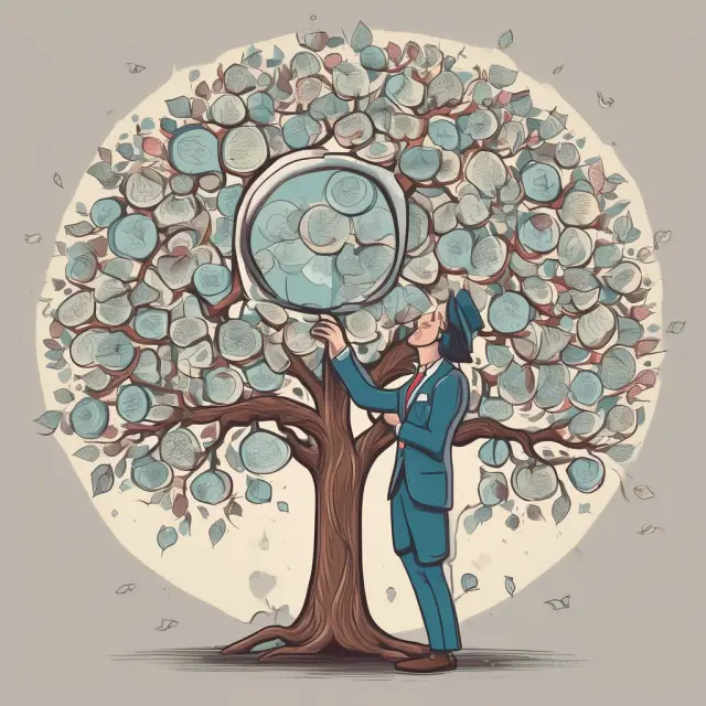 An employee examines the base of a flourishing tree to reveal the hidden implicit costs within its growth