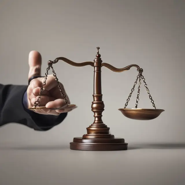 Principal holding gavel on justice scales, representing the legal consequences of implied authority